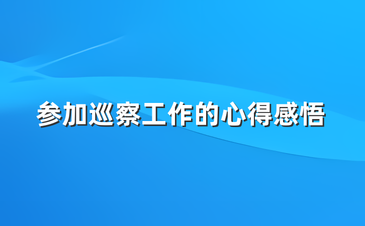 参加巡察工作的心得感悟