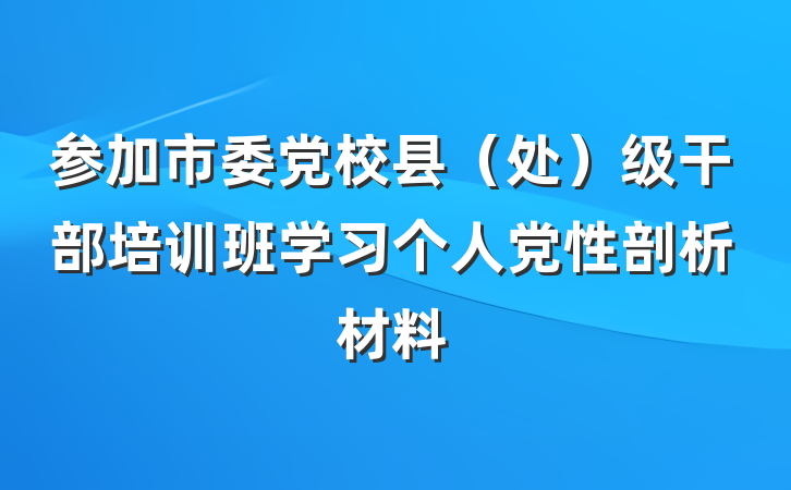 参加市委党校县（处）级干部培训班学习个人党性剖析材料