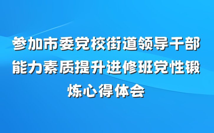参加市委党校街道领导干部能力素质提升进修班党性锻炼心得体会