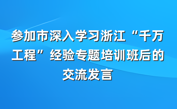参加市深入学习浙江“千万工程”经验专题培训班后的交流发言