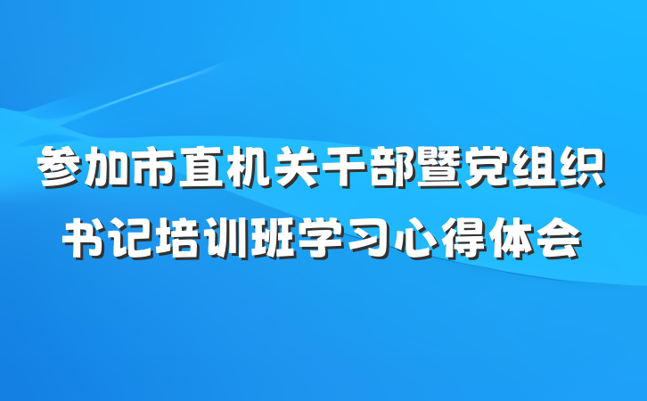 参加市直机关干部暨党组织书记培训班学习心得体会