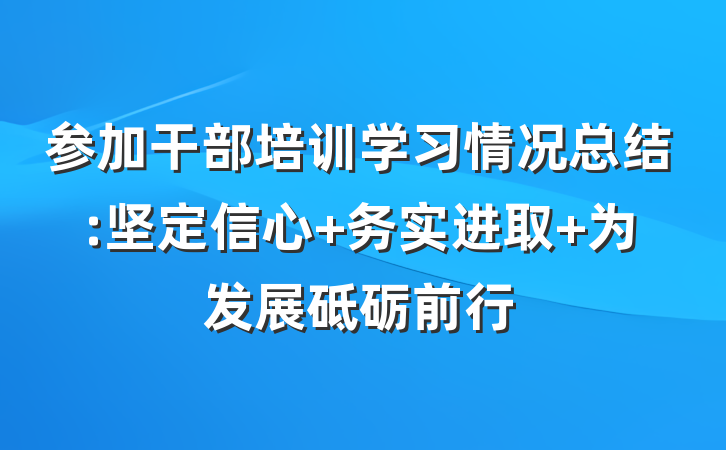 参加干部培训学习情况总结:坚定信心 务实进取 为发展砥砺前行