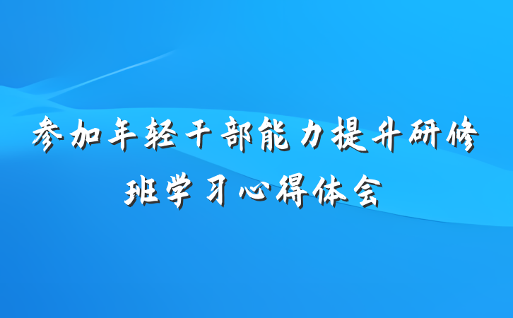 参加年轻干部能力提升研修班学习心得体会