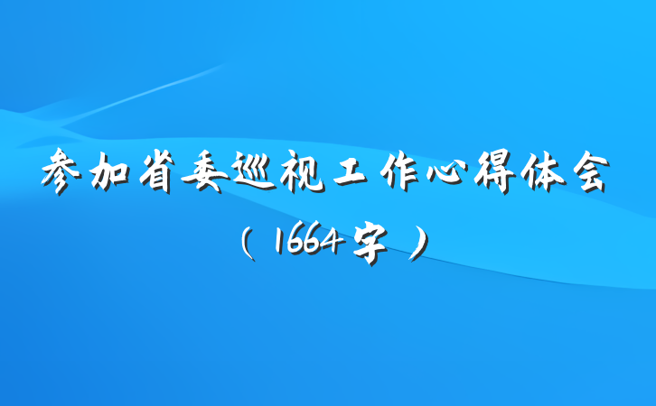 参加省委巡视工作心得体会（1664字）