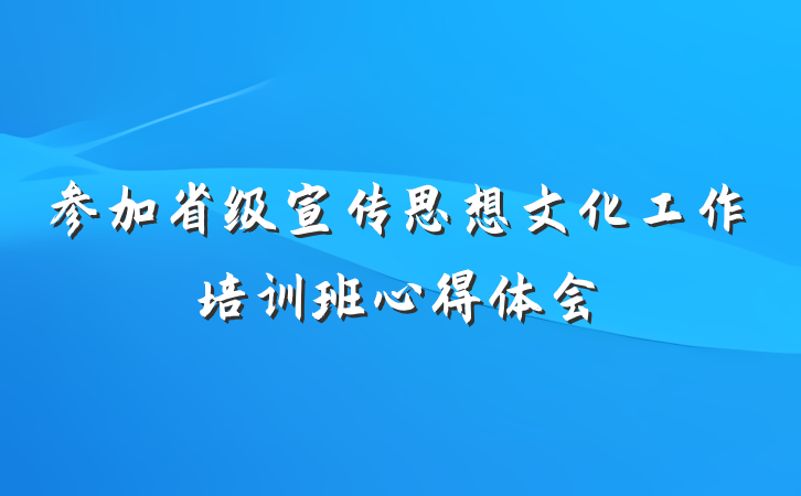 参加省级宣传思想文化工作培训班心得体会