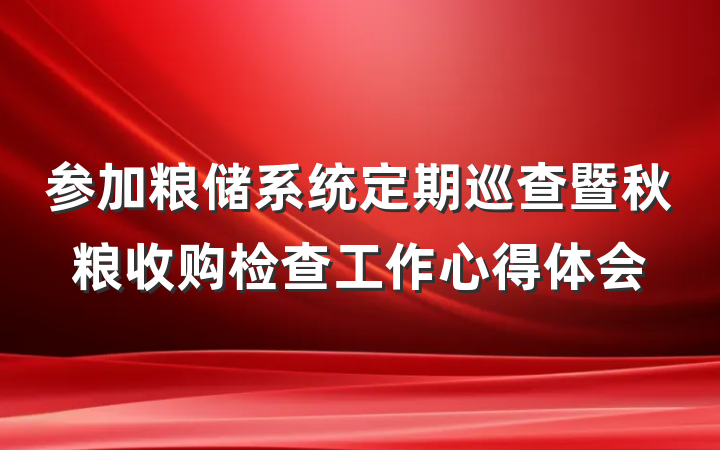 参加粮储系统定期巡查暨秋粮收购检查工作心得体会