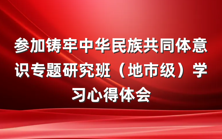 参加铸牢中华民族共同体意识专题研究班（地市级）学习心得体会