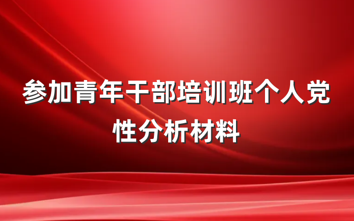 参加青年干部培训班个人党性分析材料
