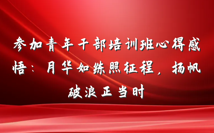 参加青年干部培训班心得感悟：月华如练照征程，扬帆破浪正当时