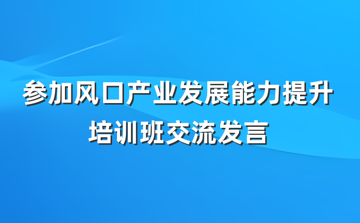 参加风口产业发展能力提升培训班交流发言