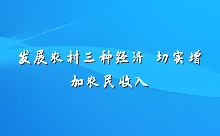 发展农村三种经济　切实增加农民收入