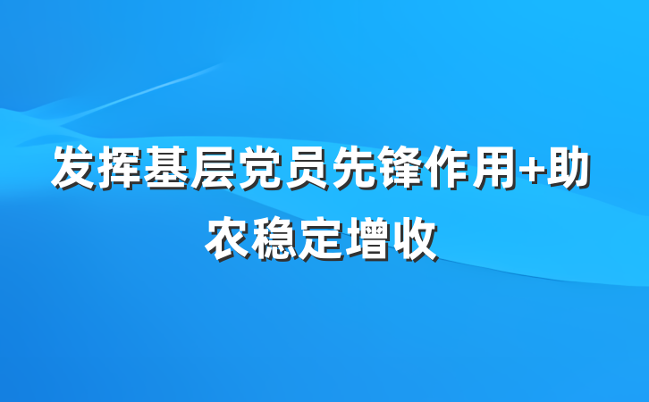 发挥基层党员先锋作用 助农稳定增收