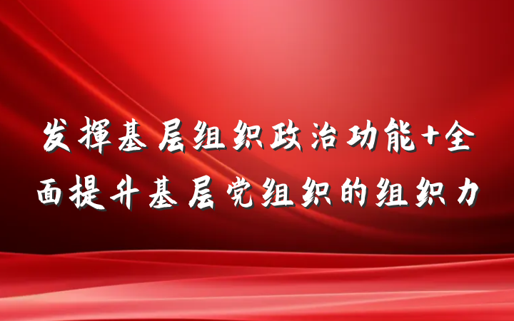 发挥基层组织政治功能 全面提升基层党组织的组织力