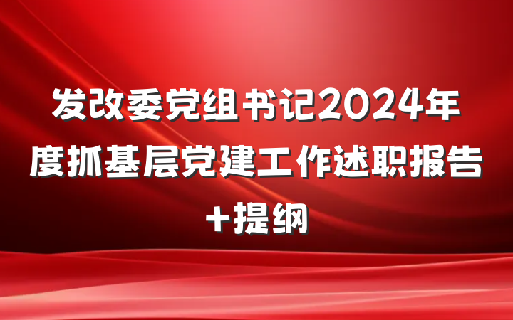 发改委党组书记2024年度抓基层党建工作述职报告 提纲