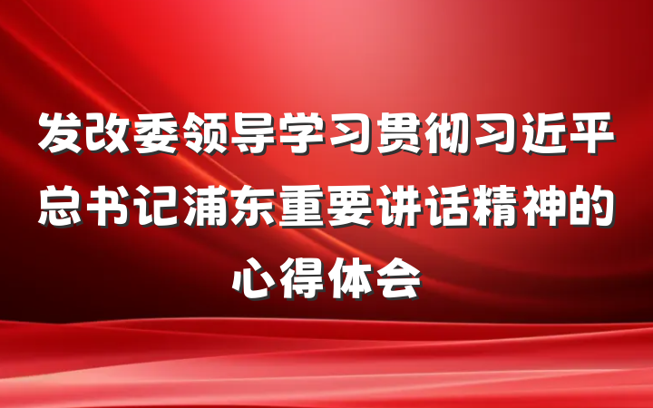 发改委领导学习贯彻习近平总书记浦东重要讲话精神的心得体会