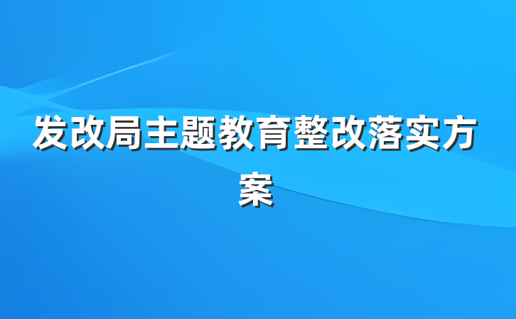 发改局主题教育整改落实方案