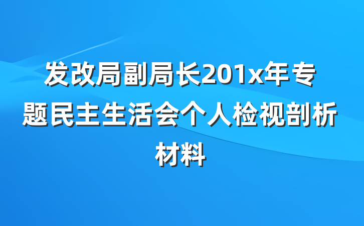 发改局副局长201x年专题民主生活会个人检视剖析材料