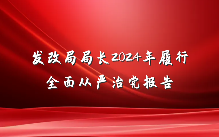发改局局长2024年履行全面从严治党报告
