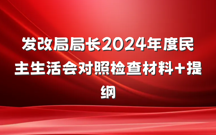 发改局局长2024年度民主生活会对照检查材料 提纲