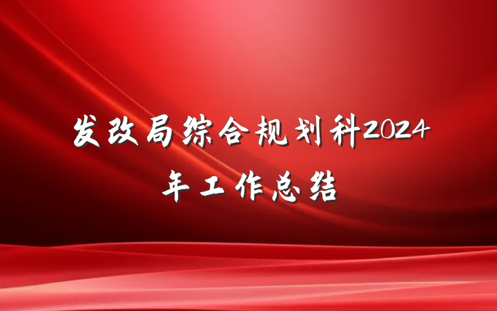 发改局综合规划科2024年工作总结