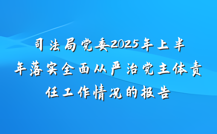 司法局党委2025年上半年落实全面从严治党主体责任工作情况的报告