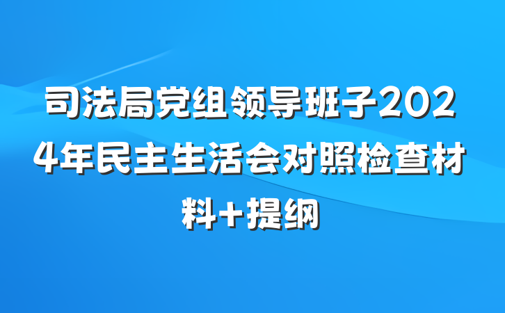 司法局党组领导班子2024年民主生活会对照检查材料 提纲