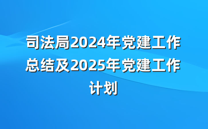 司法局2024年党建工作总结及2025年党建工作计划