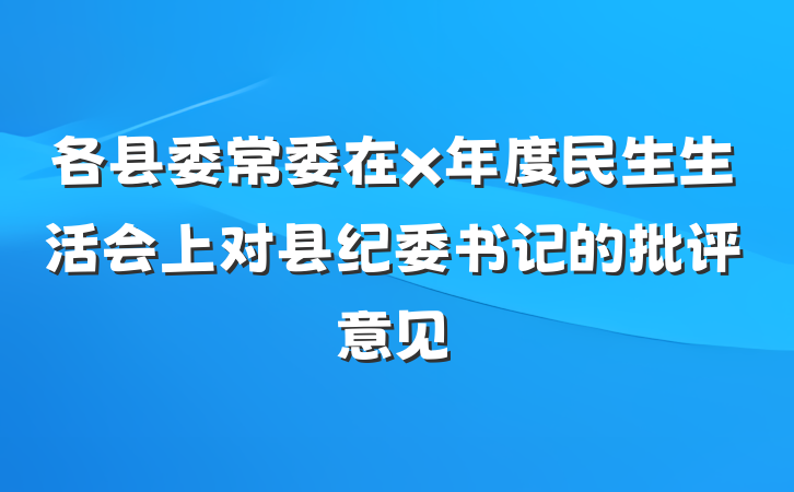 各县委常委在x年度民生生活会上对县纪委书记的批评意见