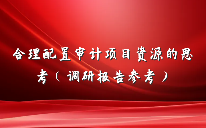 合理配置审计项目资源的思考（调研报告参考）