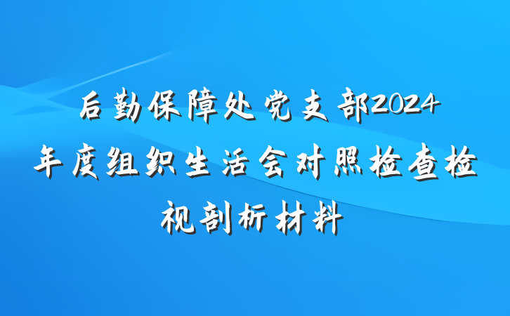 后勤保障处党支部2024年度组织生活会对照检查检视剖析材料