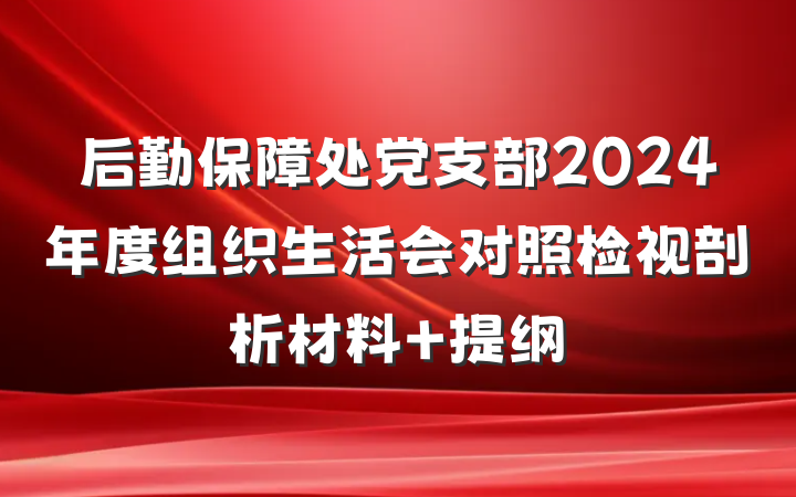 后勤保障处党支部2024年度组织生活会对照检视剖析材料 提纲