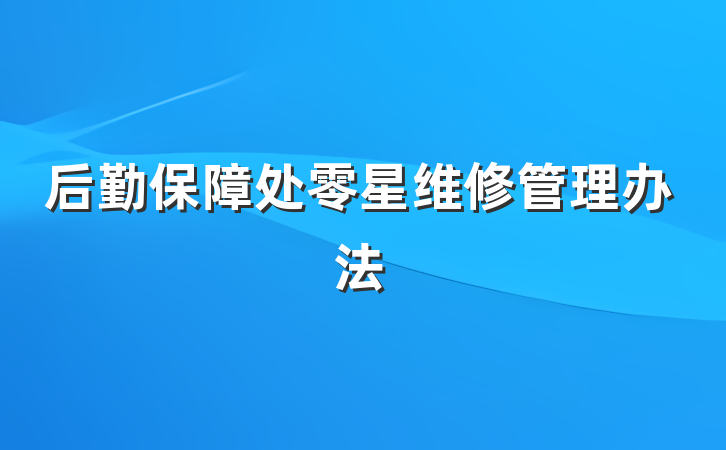 后勤保障处零星维修管理办法