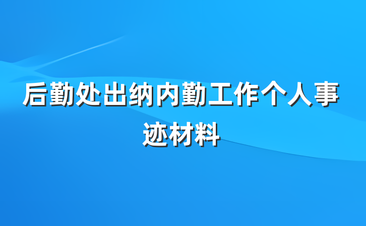 后勤处出纳内勤工作个人事迹材料
