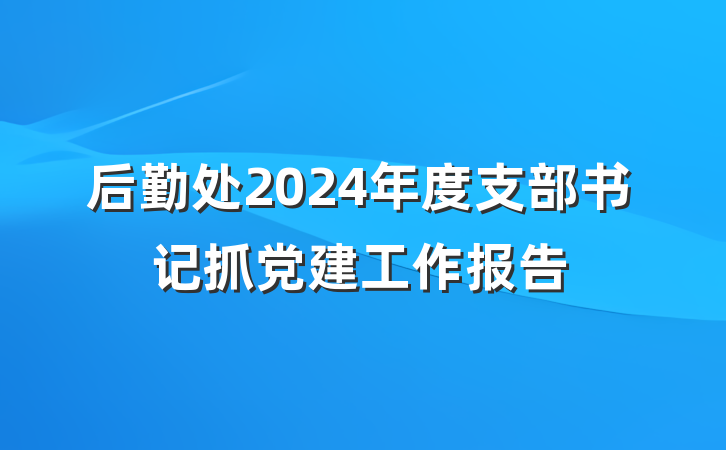 后勤处2024年度支部书记抓党建工作报告