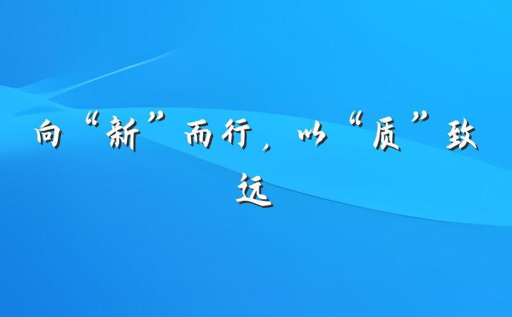 向“新”而行，以“质”致远