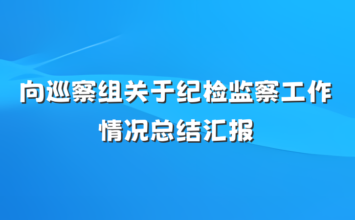 向巡察组关于纪检监察工作情况总结汇报