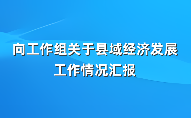 向工作组关于县域经济发展工作情况汇报
