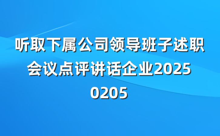 听取下属公司领导班子述职会议点评讲话企业20250205