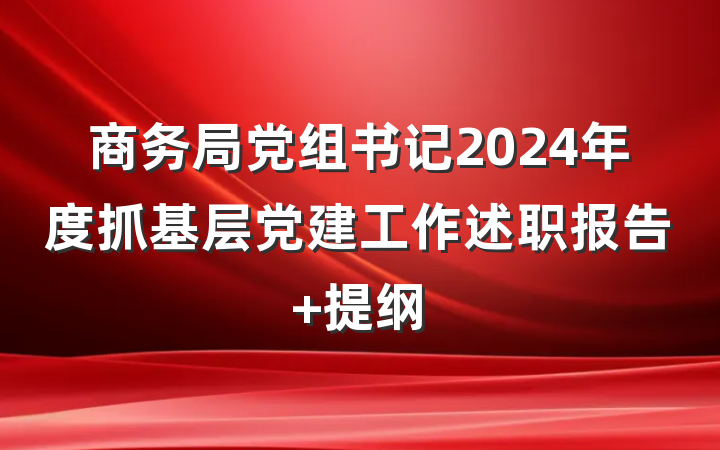 商务局党组书记2024年度抓基层党建工作述职报告 提纲