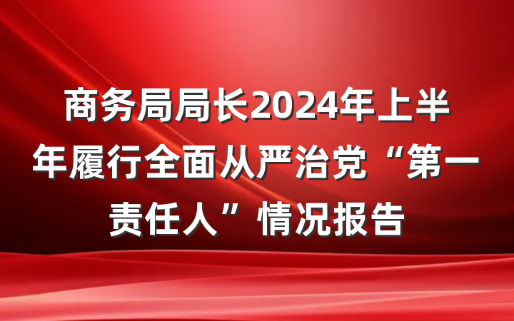 商务局局长2024年上半年履行全面从严治党“第一责任人”情况报告
