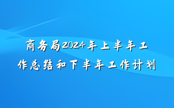 商务局2024年上半年工作总结和下半年工作计划