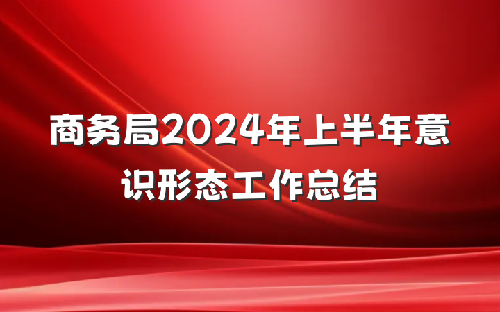 商务局2024年上半年意识形态工作总结