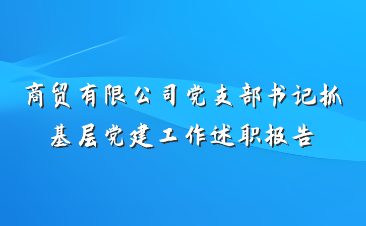 商贸有限公司党支部书记抓基层党建工作述职报告