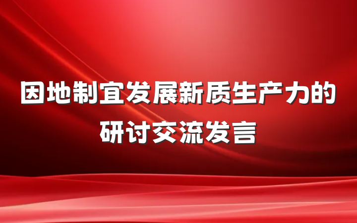 因地制宜发展新质生产力的研讨交流发言