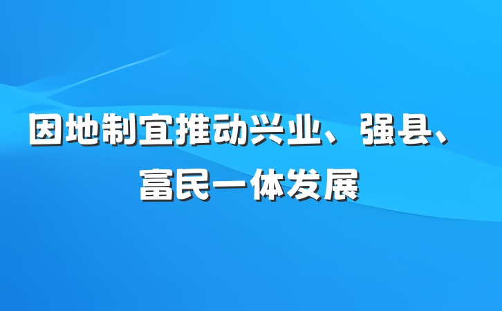 因地制宜推动兴业、强县、富民一体发展
