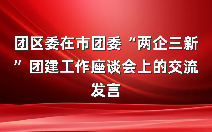 团区委在市团委“两企三新”团建工作座谈会上的交流发言