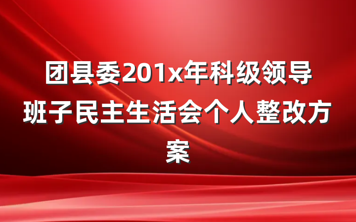 团县委201x年科级领导班子民主生活会个人整改方案