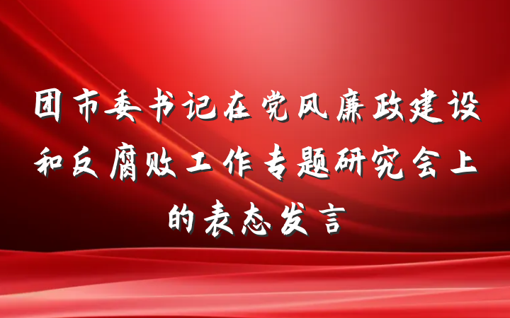 团市委书记在党风廉政建设和反腐败工作专题研究会上的表态发言
