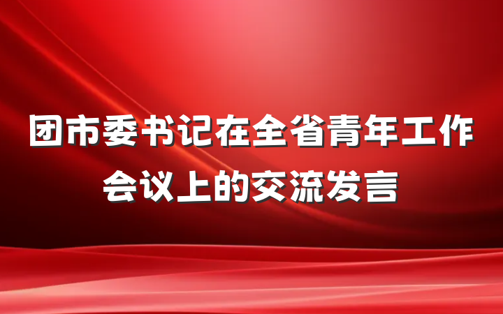 团市委书记在全省青年工作会议上的交流发言