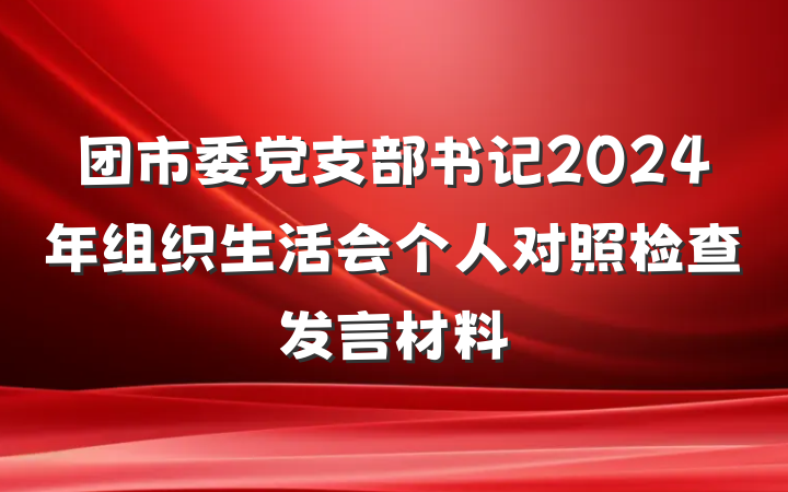 团市委党支部书记2024年组织生活会个人对照检查发言材料